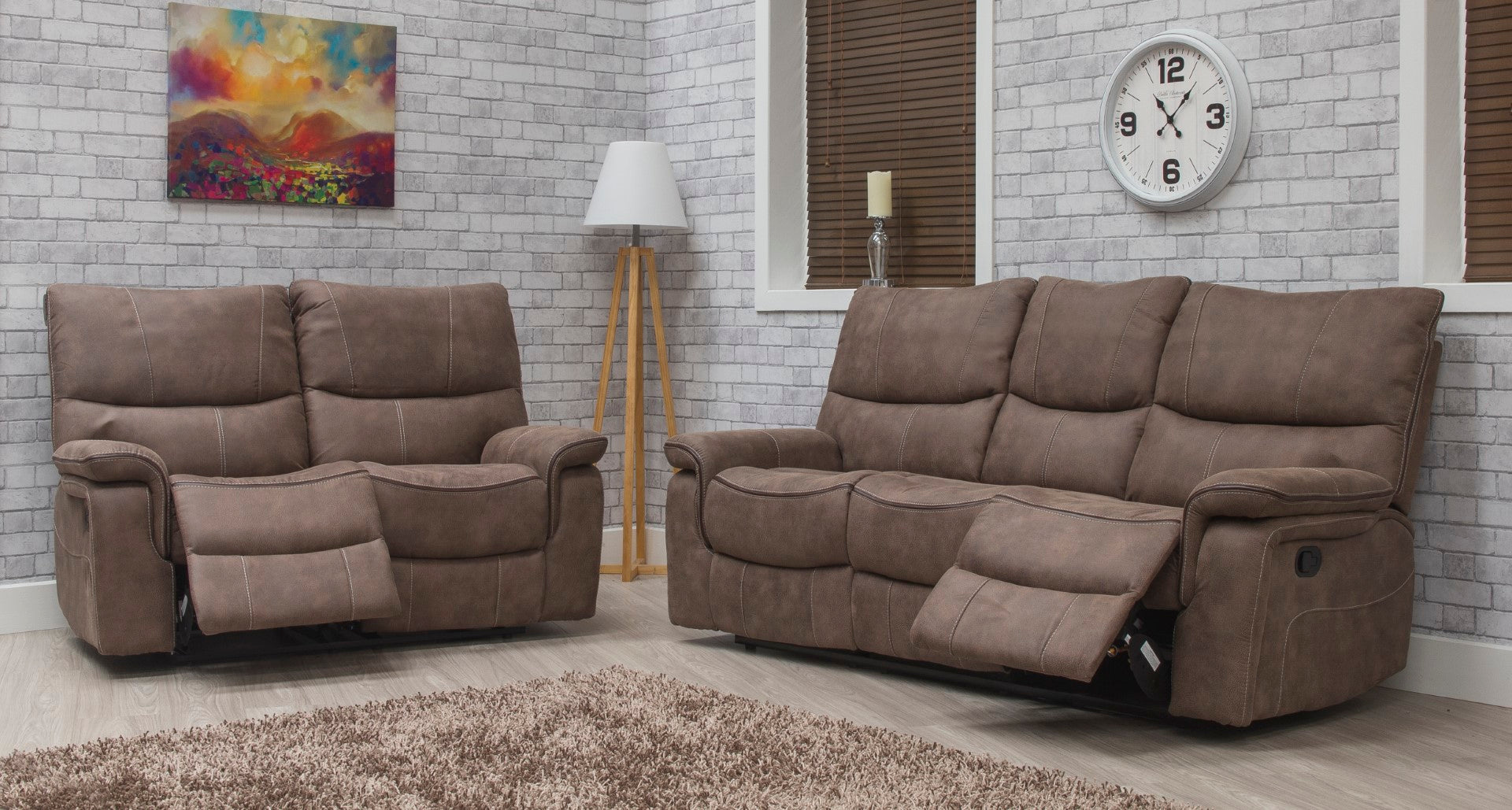 Emilio Hazel Fabric Two Seat Recling Sofa