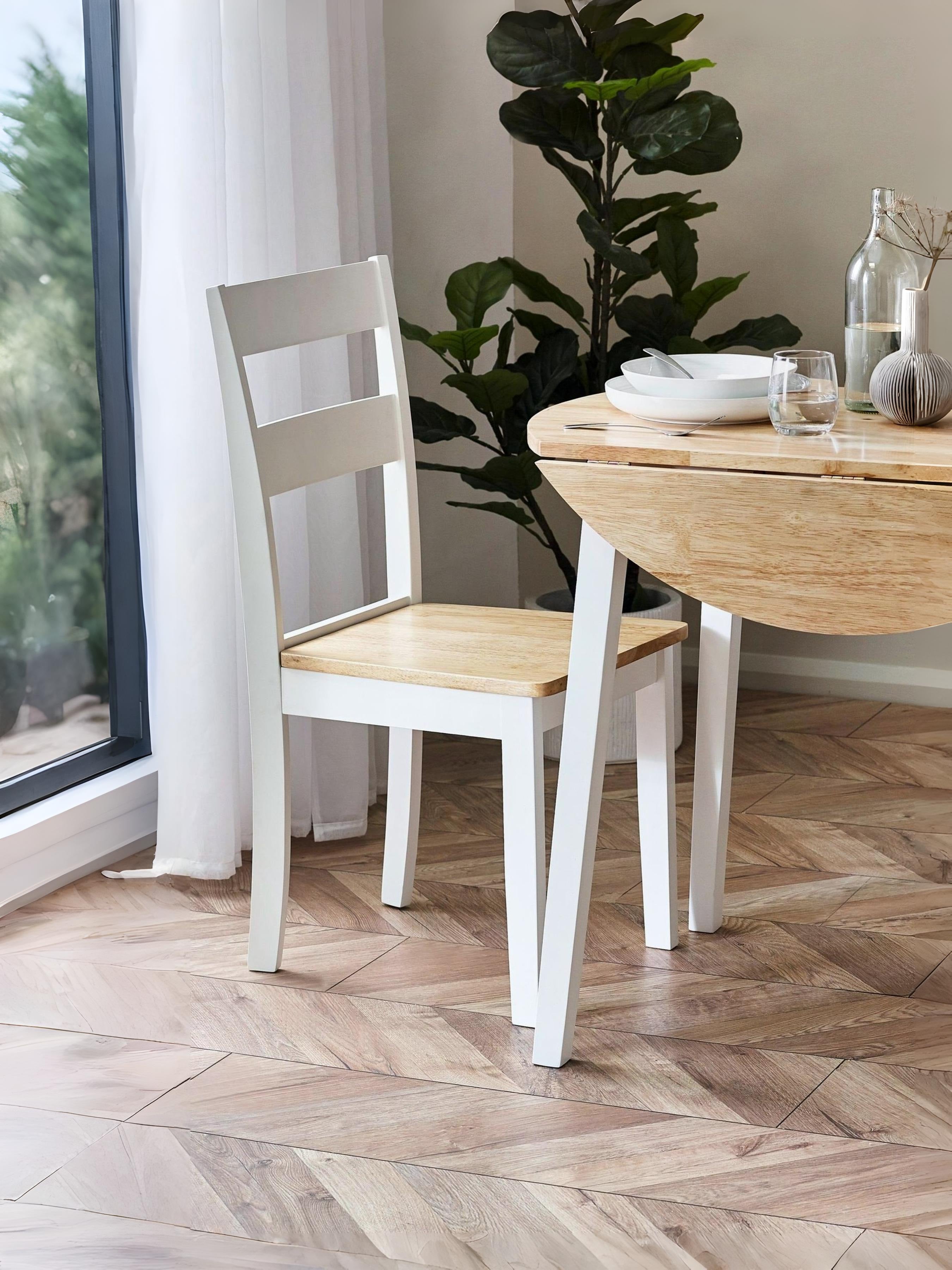 Linwood Set of 2 White and Natural Dining Chairs