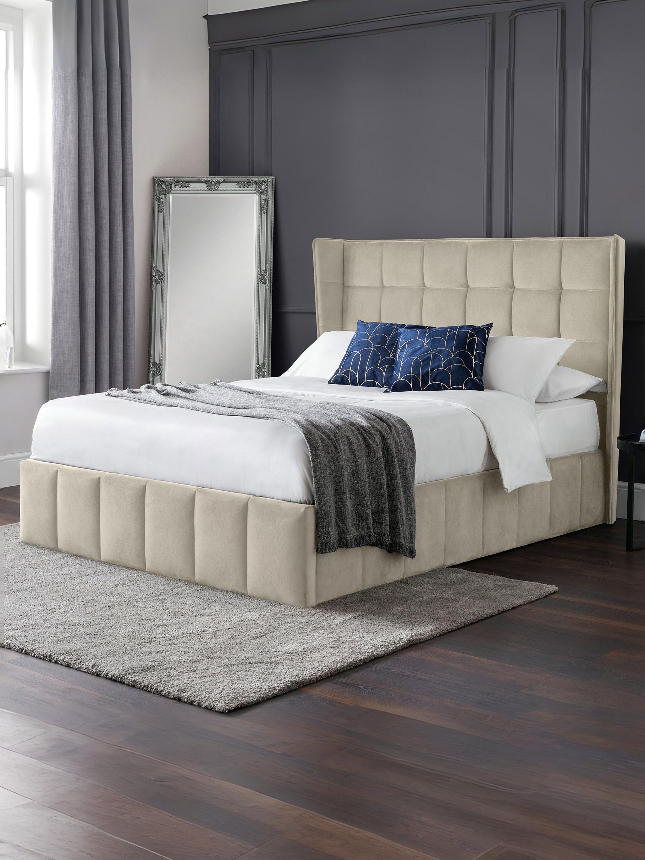 Gatsby Cream Velvet 135cm Double Ottoman Storage Bed