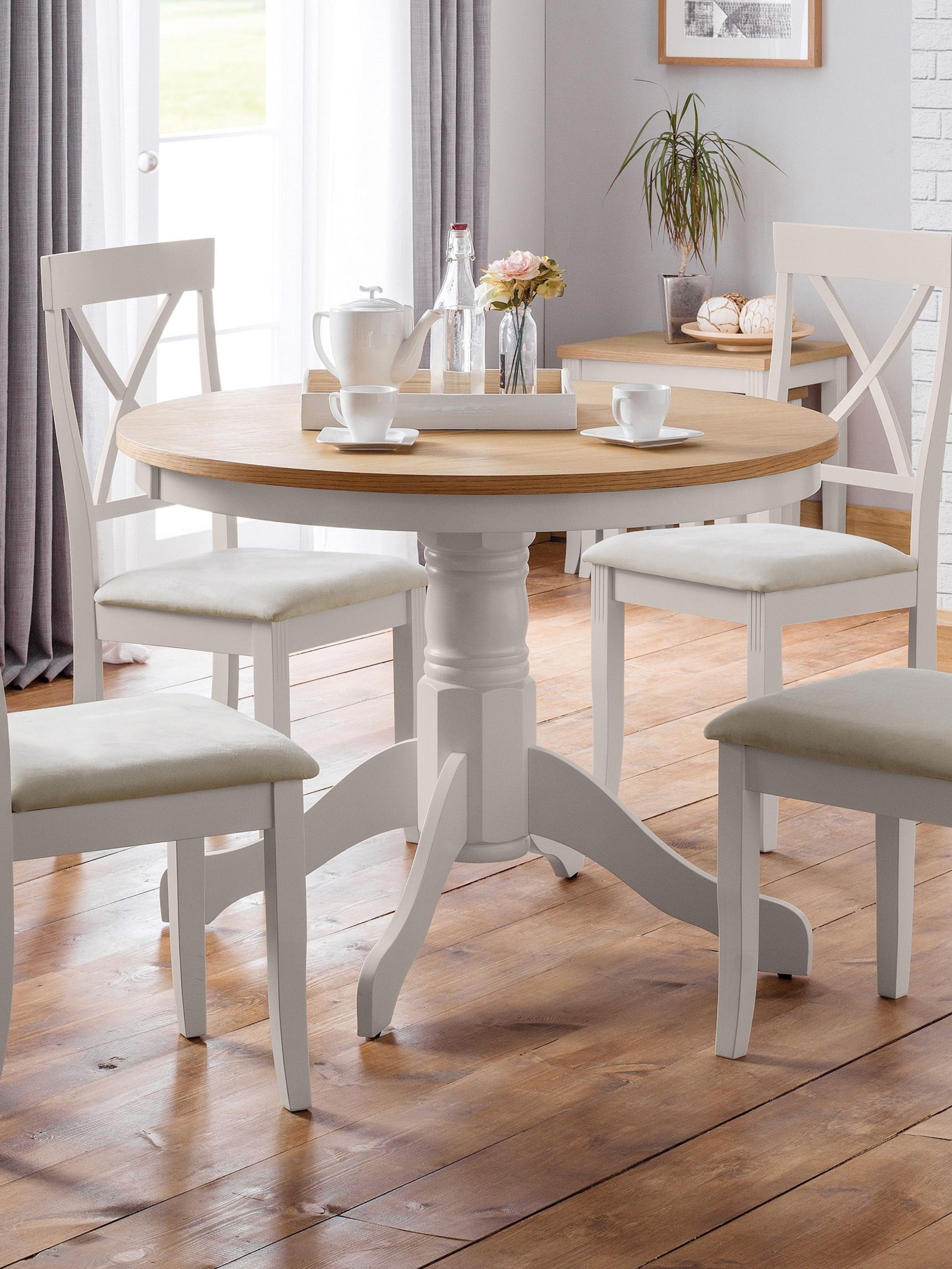 Davenport Oak/Elephant Grey Round Pedestal Table