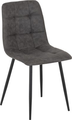 FENTON DINING SET (X4 CHAIRS) - WHITE/DARK GREY SUEDE FABRIC