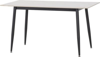 FENTON DINING SET (X4 CHAIRS) - WHITE/DARK GREY SUEDE FABRIC