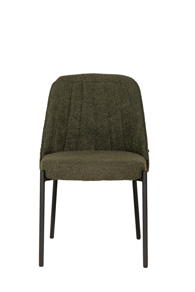 Field Dining Chair – Available in Natural or Green with Boucle Fabric & Black Metal Legs
