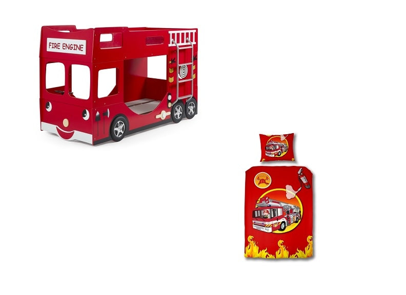 Fire Truck Bunk Bed W/Optional Bed Cover