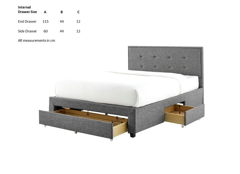 Alberta Three Drawer Storage Bed