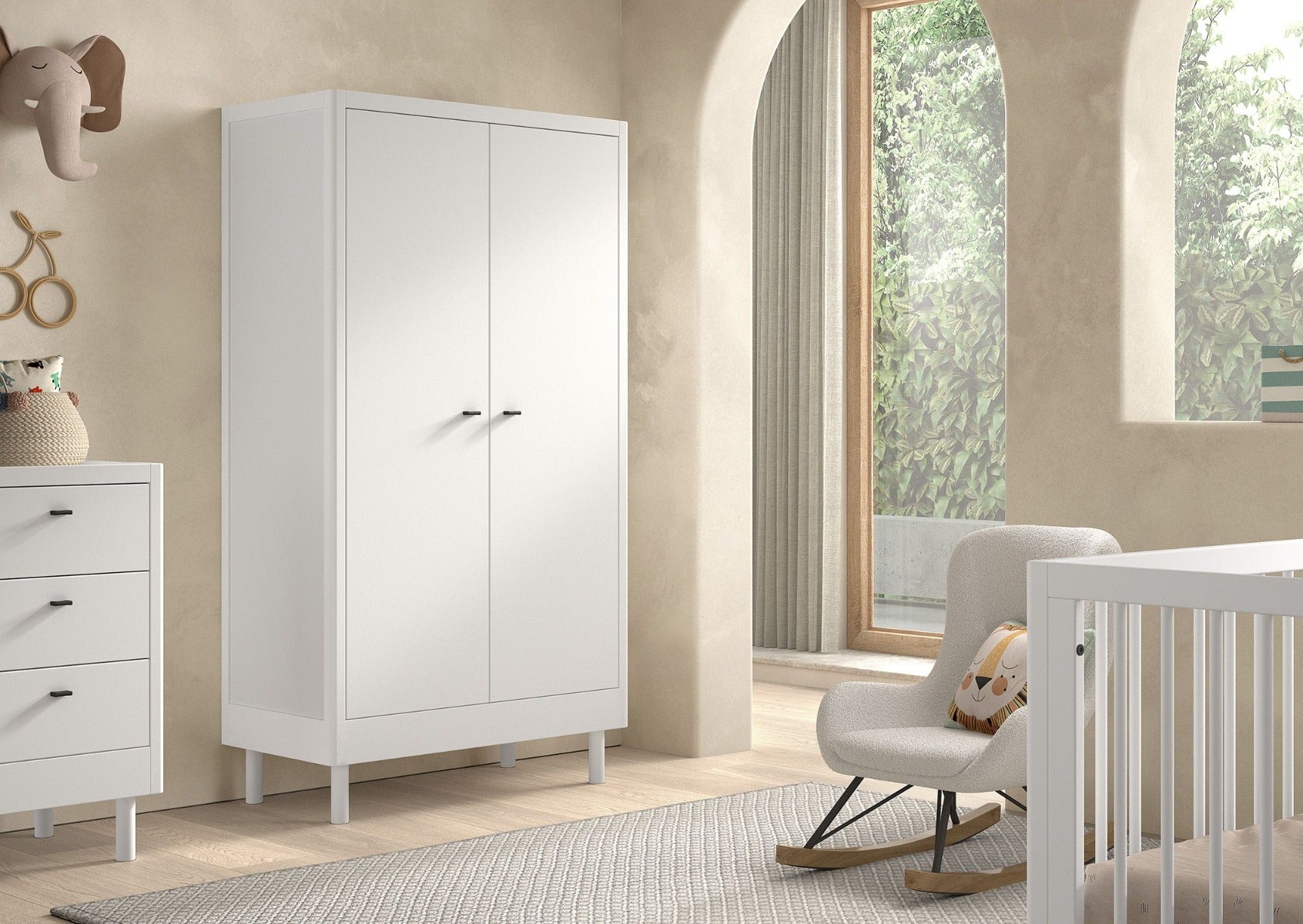 FORREST 2 Door Wardrobe in Beech White – Elegant & Durable Storage Solution | Free Nationwide Delivery by Homeline Furniture