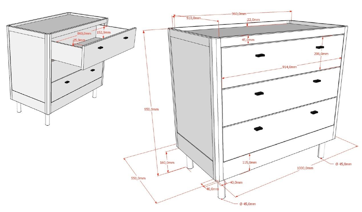 FORREST Chest of 3 Drawers in Beech White – Elegant Storage Solution | Free Nationwide Delivery by Homeline Furniture