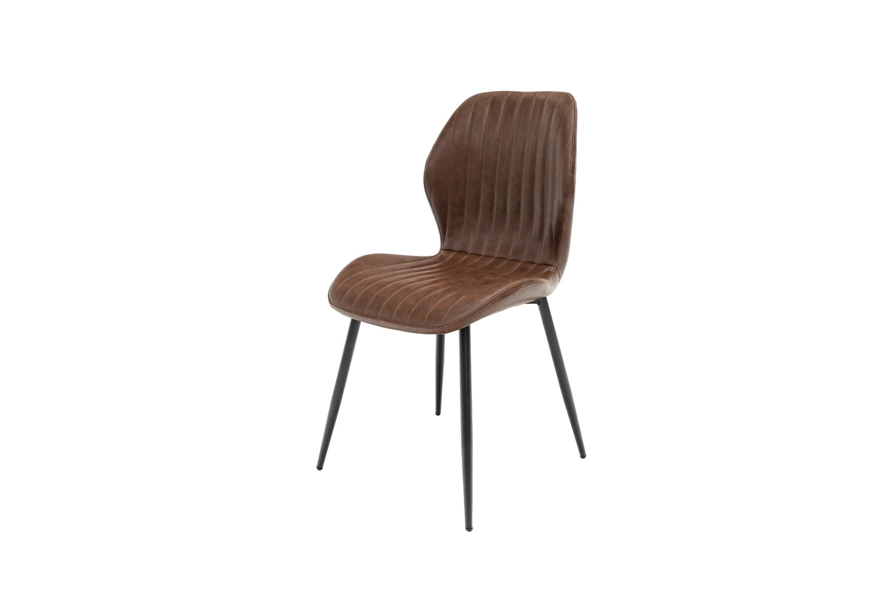 Fontana Antique Tan Faux Leather Dining Chair – Curved Back with Black Powder-Coated Legs