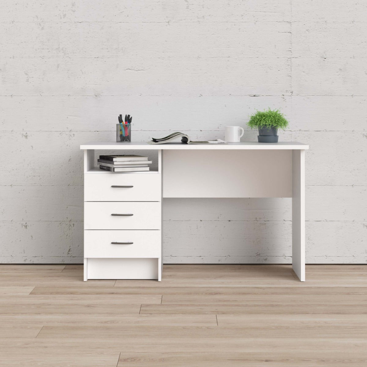 Sleek White Function Plus Desk for Home Office