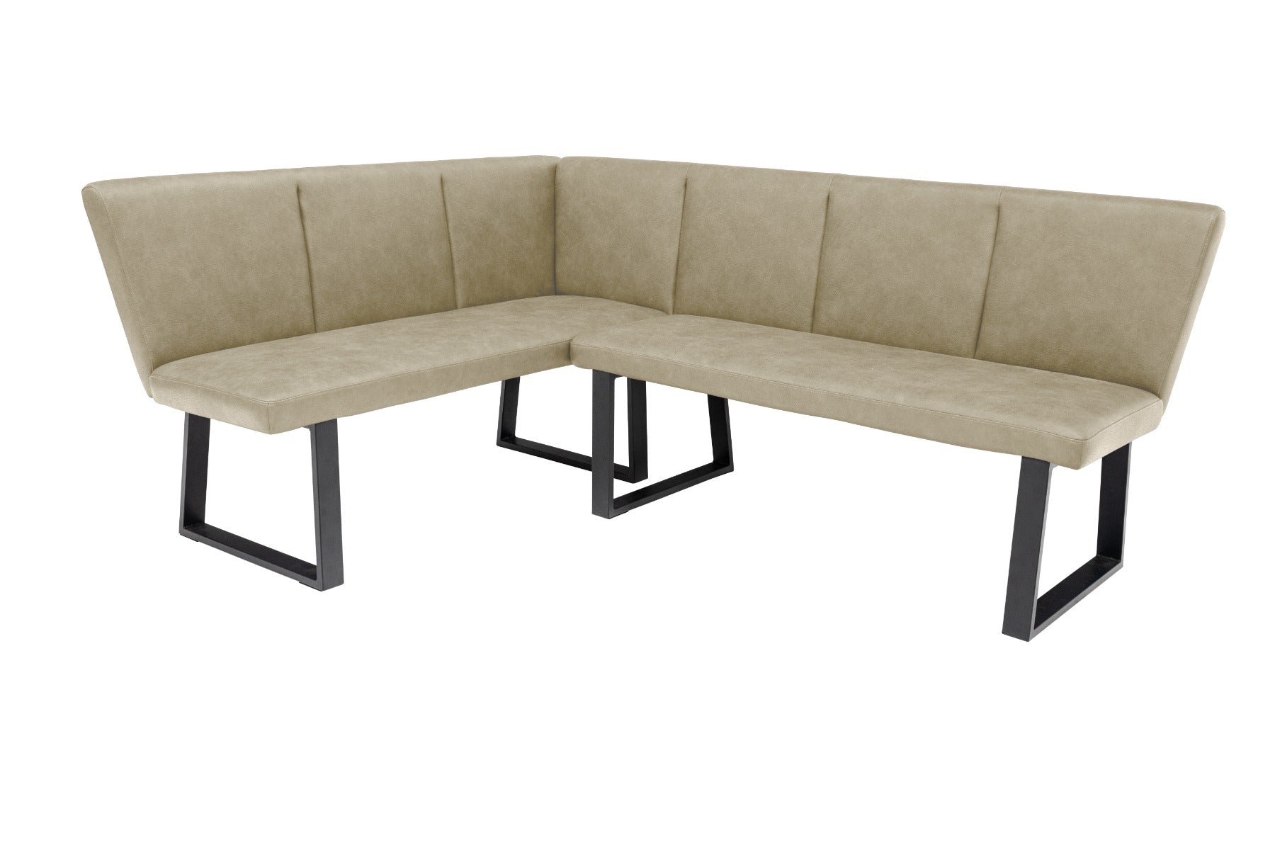 Westin Corner Bench - Stone Faux Leather, Industrial Style, Interchangeable Design