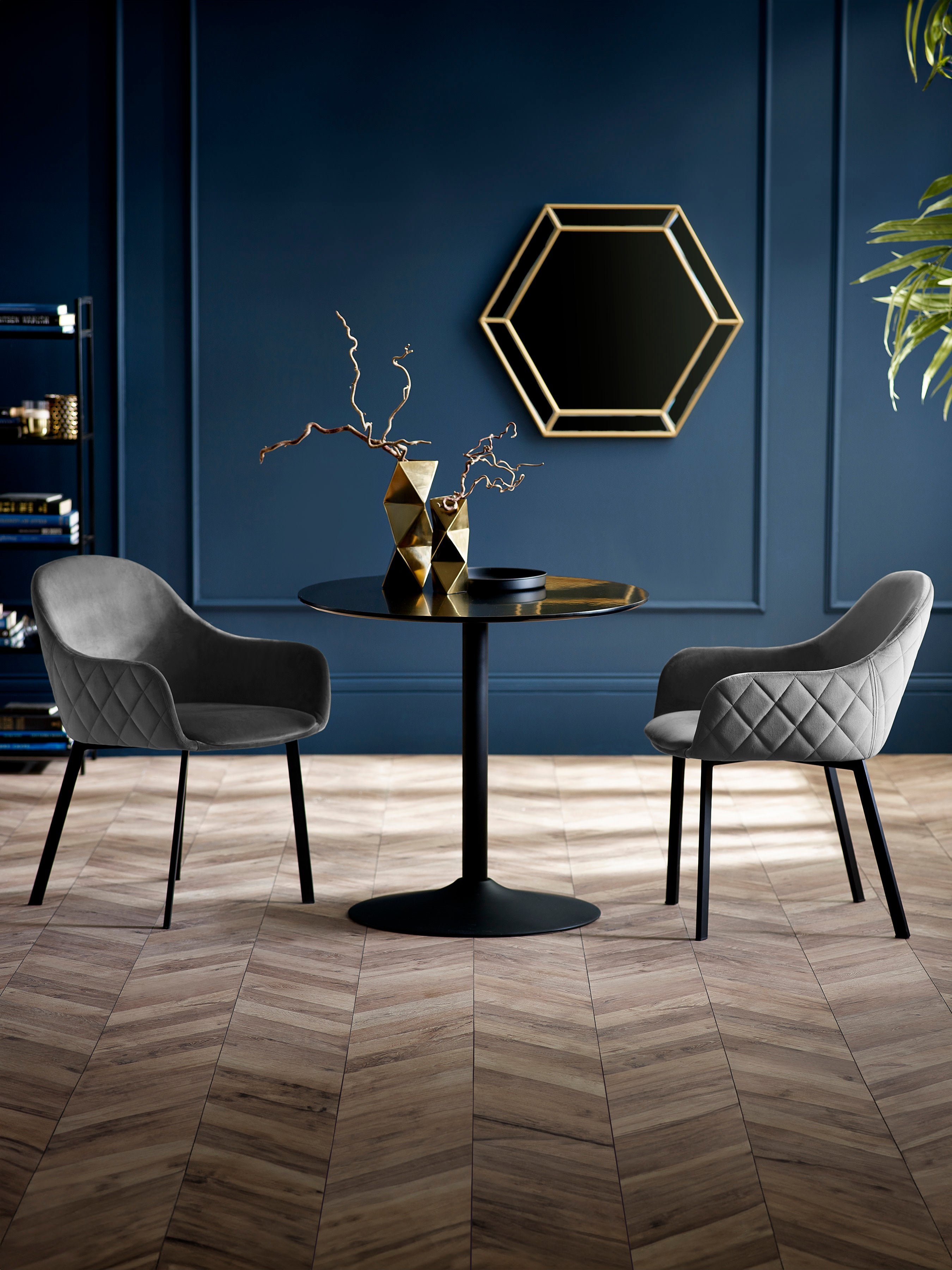 Set of 2 Lima Grey Velvet Dining Chairs