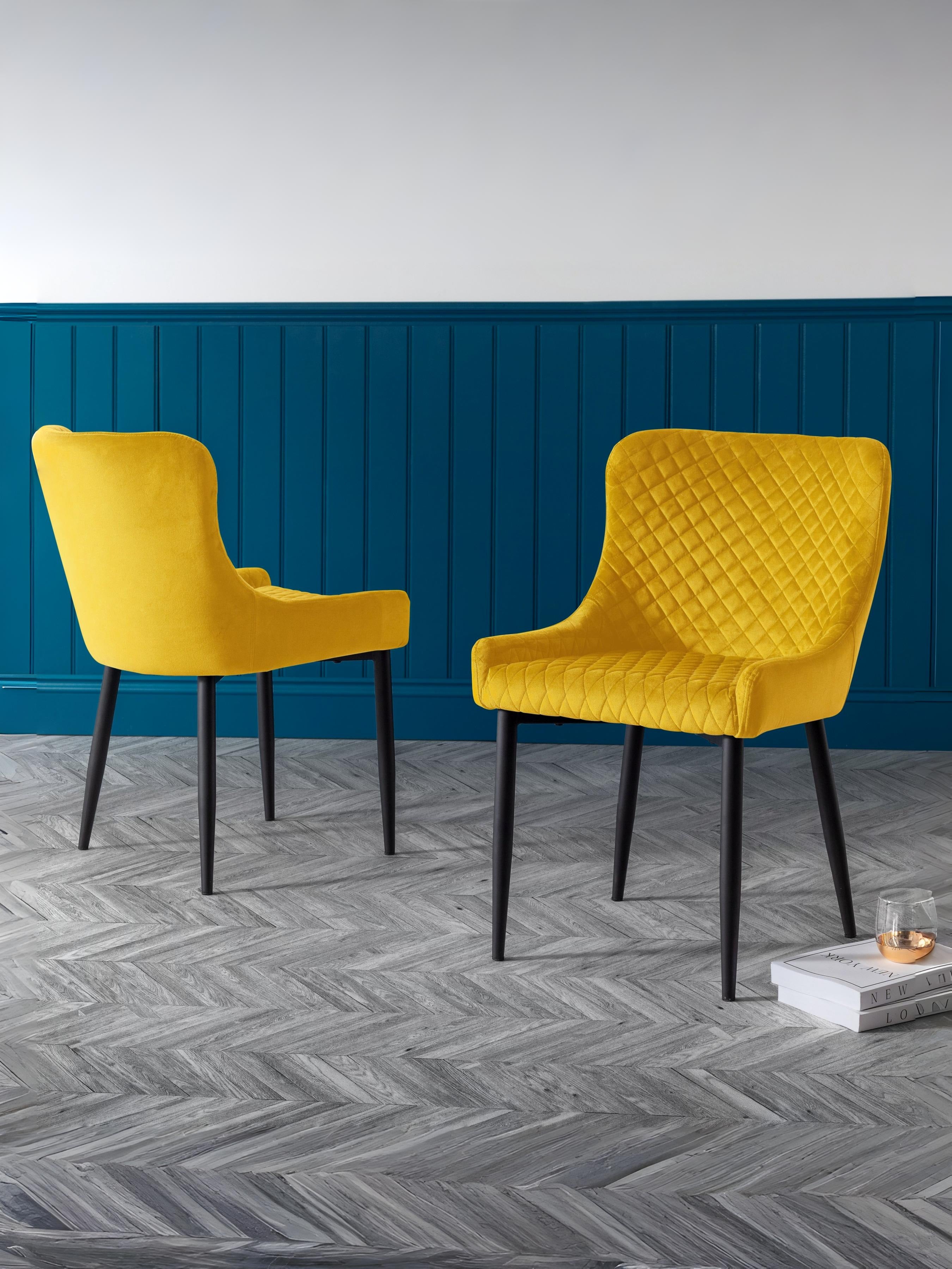 Set Of 2 Luxe Velvet Dining Chairs - Mustard