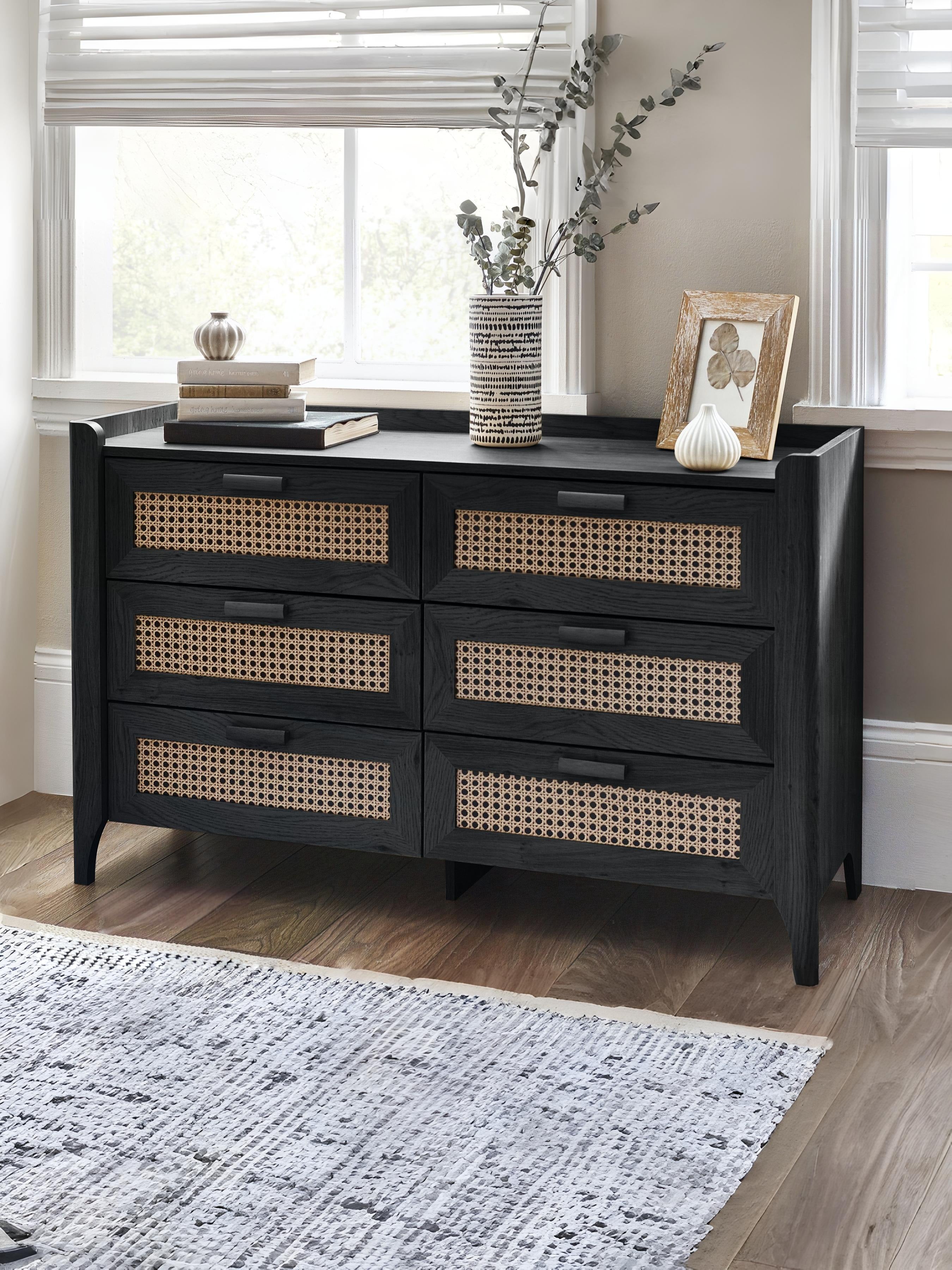 Sydney 6 Drawer Wide Chest - Black Ash