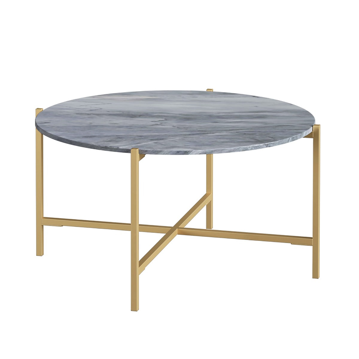 Marmora ROUND COFFEE - GOLD BASE GREY MARBLE