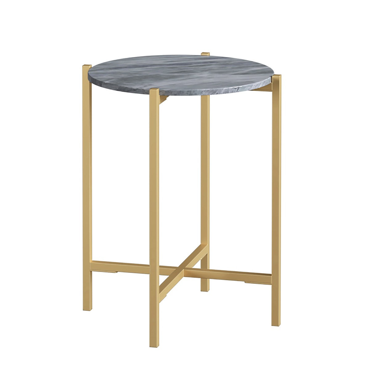 Marmora SIDE TABLE - GOLD BASE GREY MARBLE