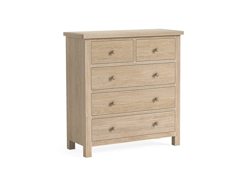 Modern Country Oak 2 Over 3 Chest – Compact & Practical Storage | Free Nationwide Delivery by Homeline Furniture