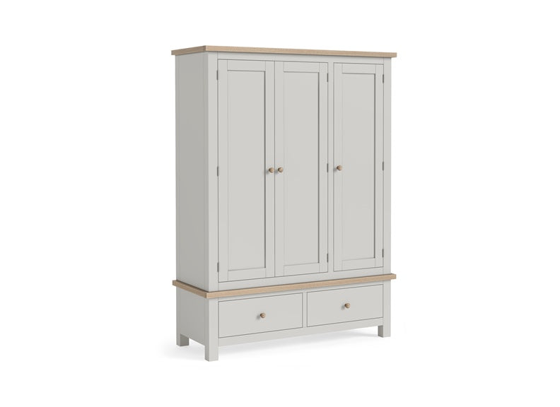 MC Grey Triple Wardrobe - wooden handles