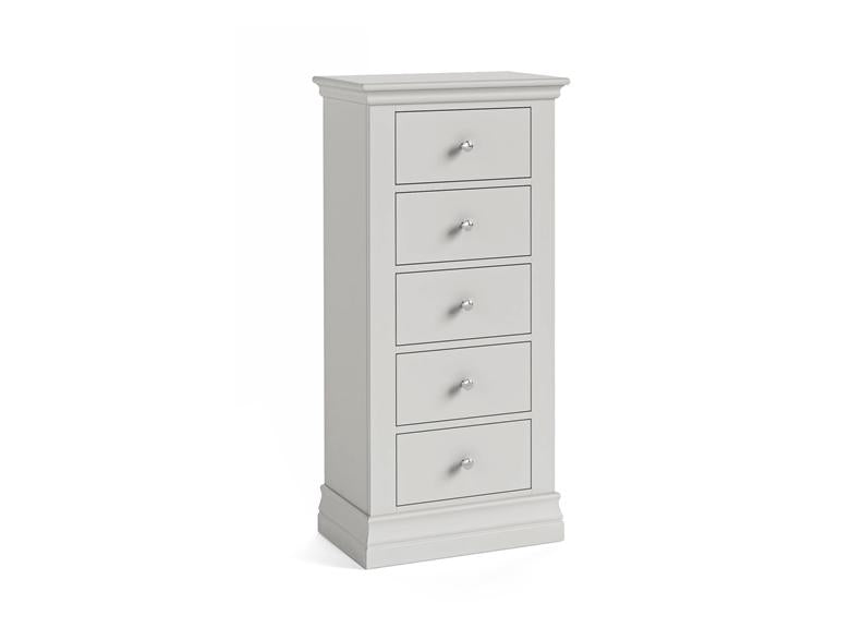 Burgundy Tallboy Chest Of Drawers – Cool Grey Lacquered Bedroom Storage Unit