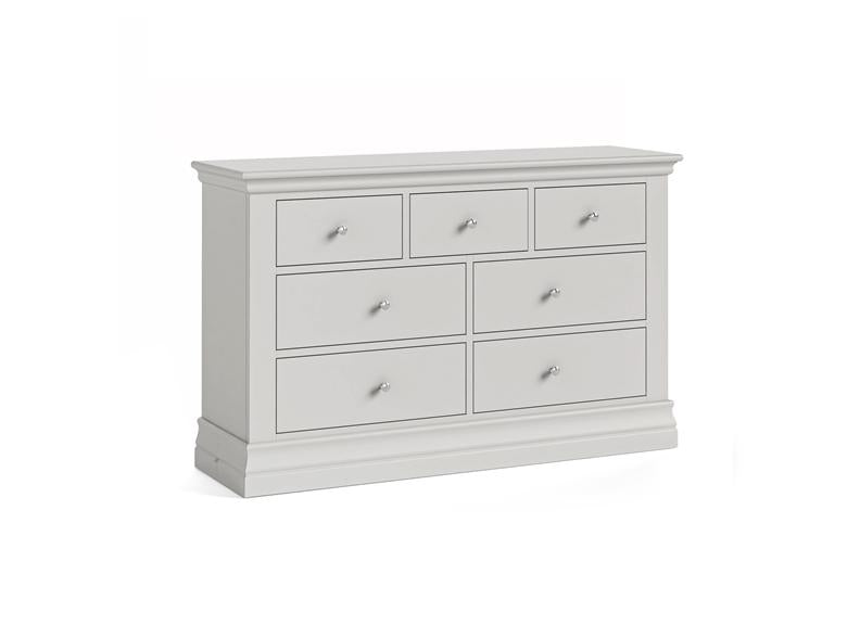Burgundy 3+4 Wide Chest Of Drawers – Cool Grey Lacquered Bedroom Storage Unit