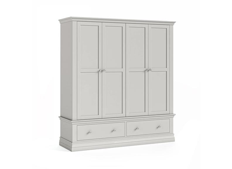 Burgundy Four Door Wardrobe – Cool Grey Lacquered Bedroom Storage