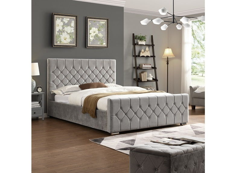 Galway Silver Velvet Bed