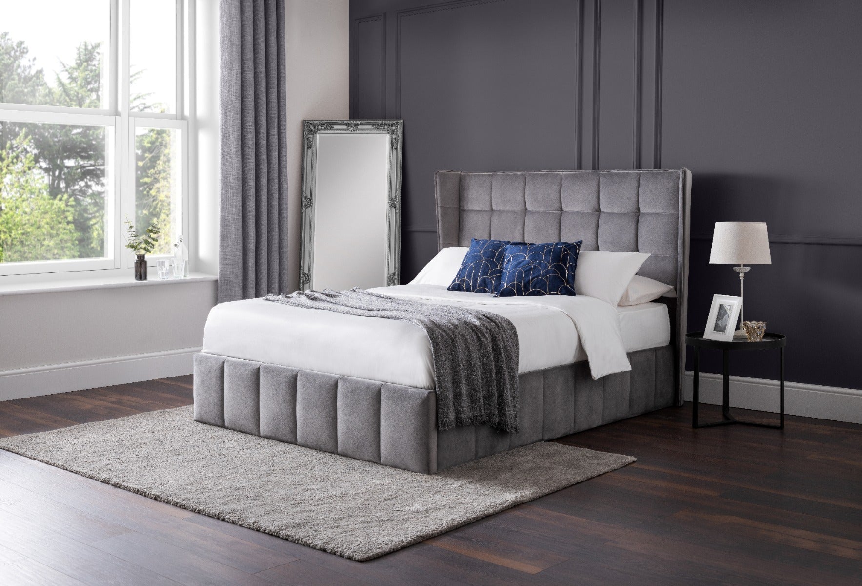 Gatsby Storage Ottoman Bed King Size 150cm - Light Grey