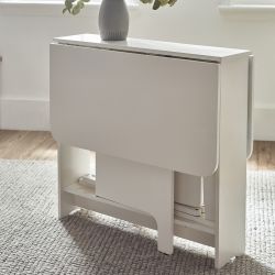 Gatan Small Gateleg Table with 2 Chairs - White | Space-Saving Dining Solution