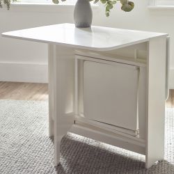 Gatan Small Gateleg Table with 2 Chairs - White | Space-Saving Dining Solution