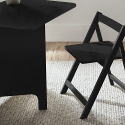 Gatan Small Gateleg Table with 2 Chairs - Black | Stylish Space-Saving Dining Set