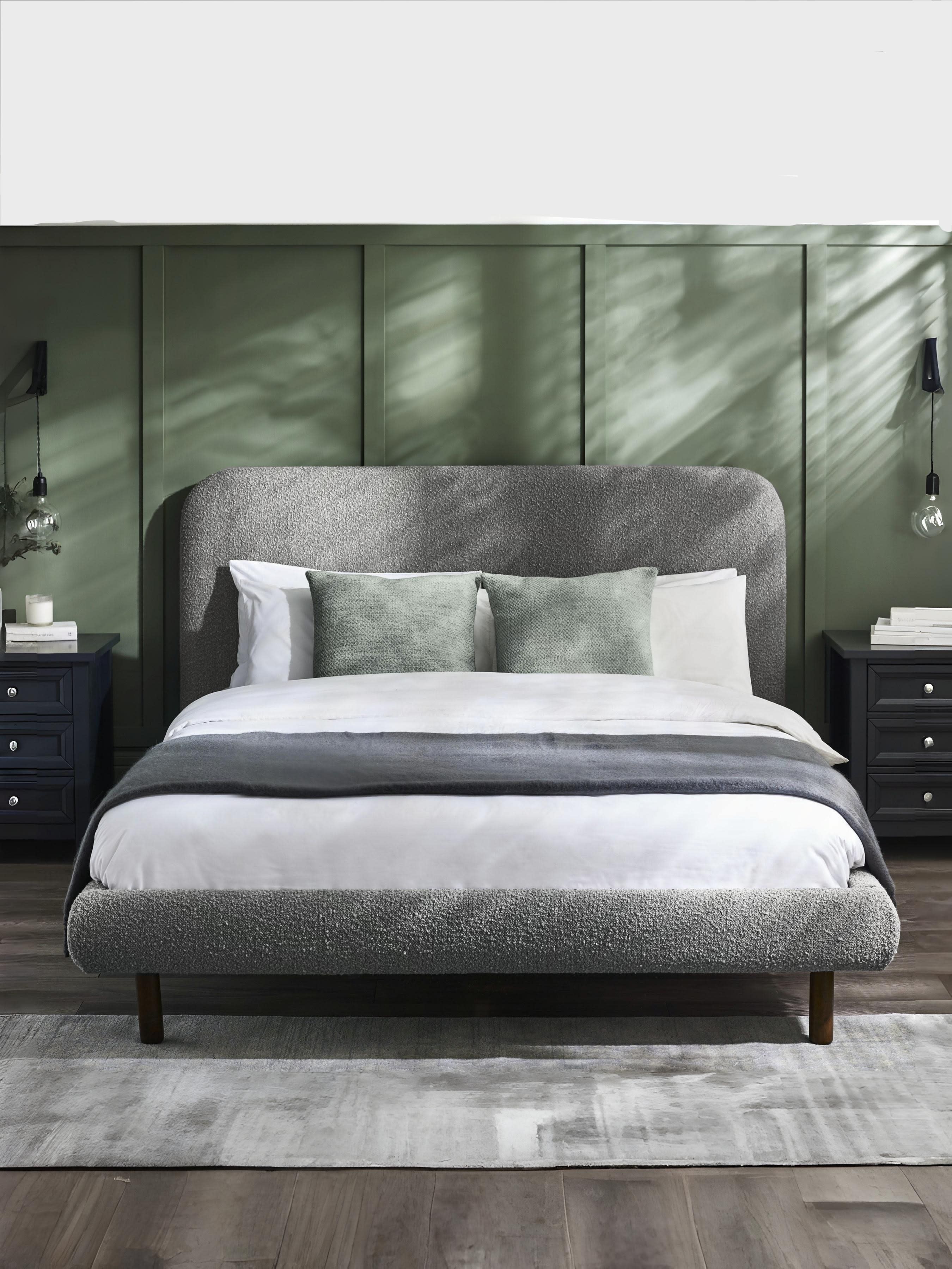 Hannah King Bed 150Cm - Grey Boucle