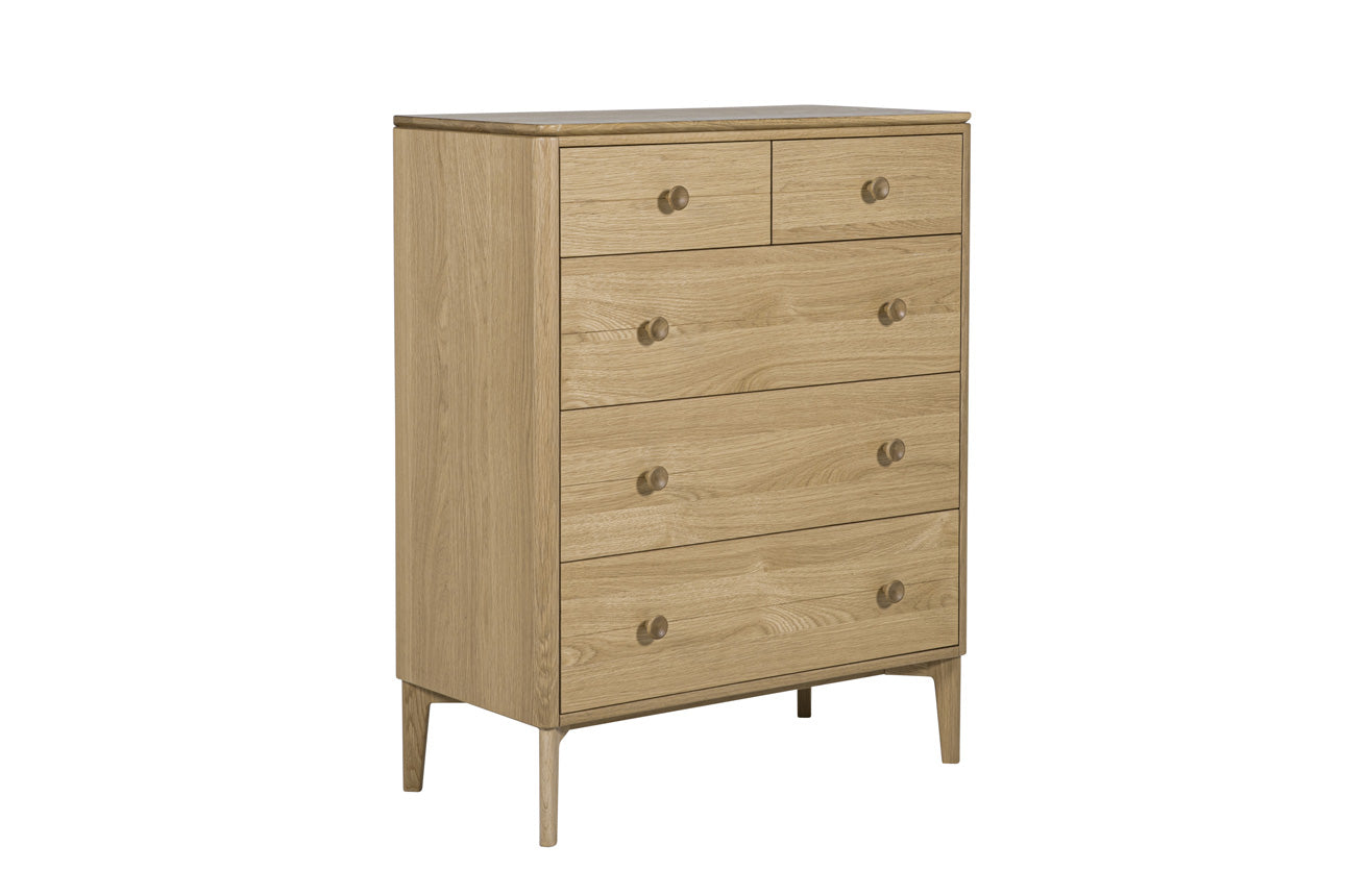 Hadley Medium Chest 5 Drawer - Oak Natural