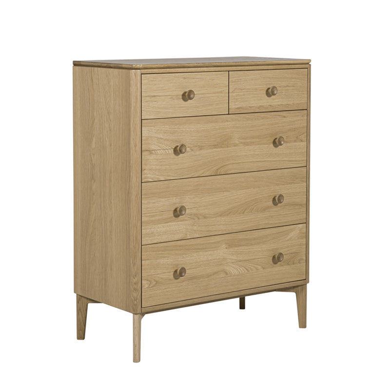 Hadley Medium Chest 5 Drawer - Oak Natural