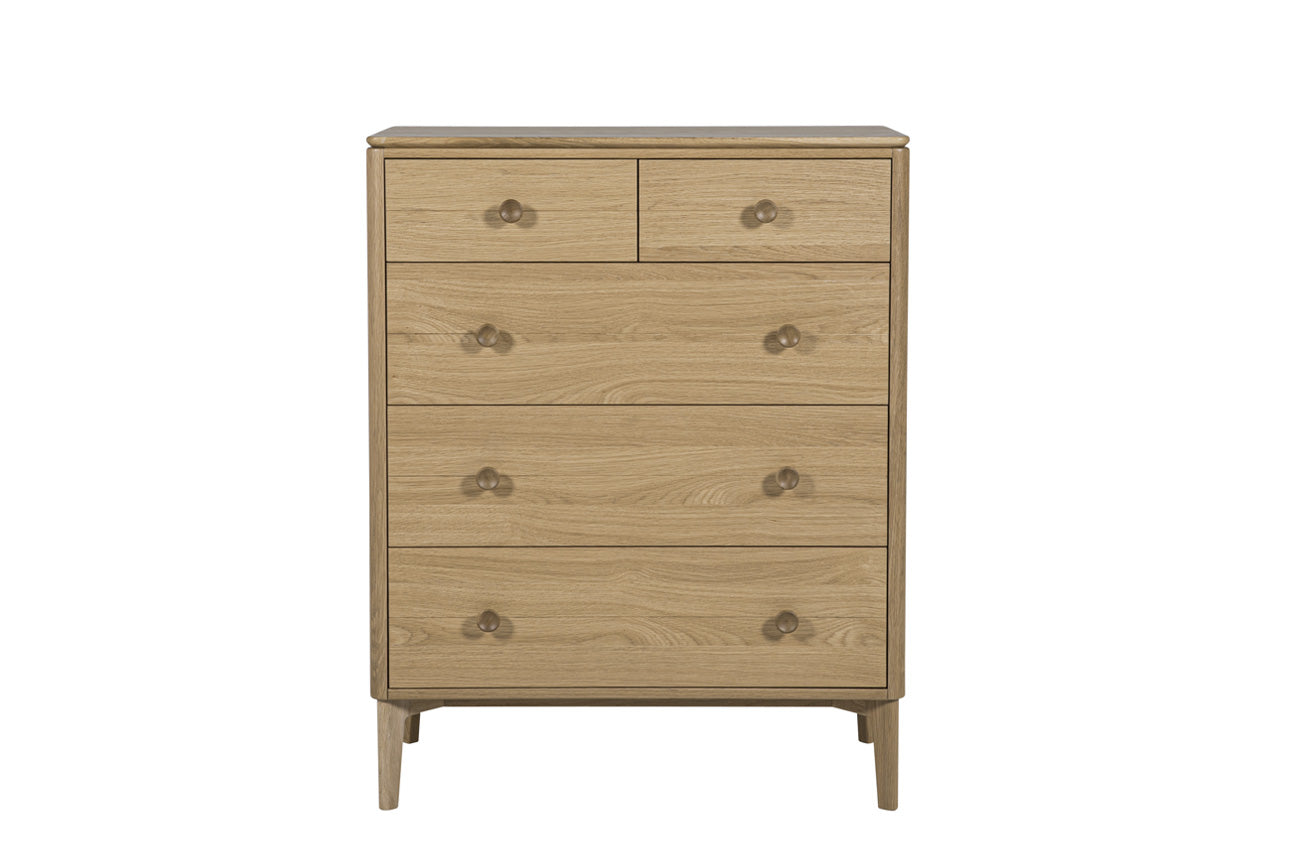Hadley Medium Chest 5 Drawer - Oak Natural