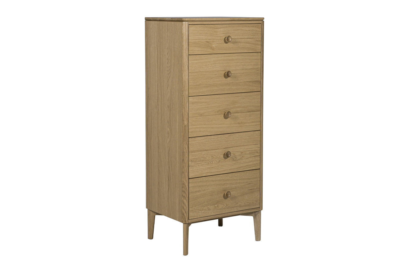 Hadley Tall Chest 5 Drawer - Oak Natural