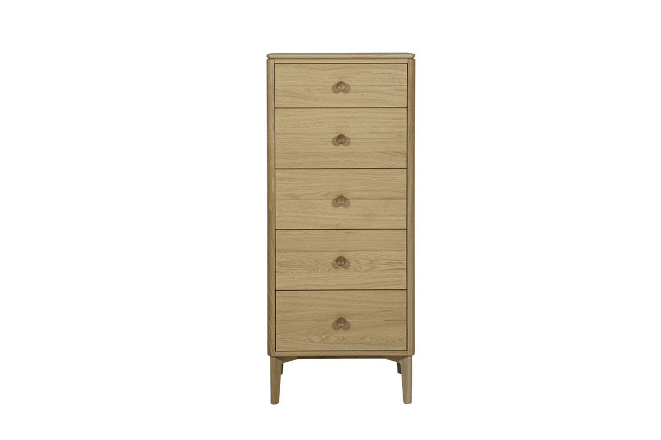 Hadley Tall Chest 5 Drawer - Oak Natural