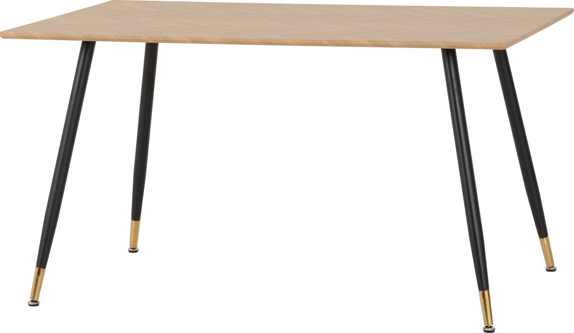 Hamilton Medium Dining Set with Quebec Chairs in Medium Oak Effect - Black & Brown Faux Leather | Free Nationwide Delivery in 2-3 Weeks | Homeline Furniture
