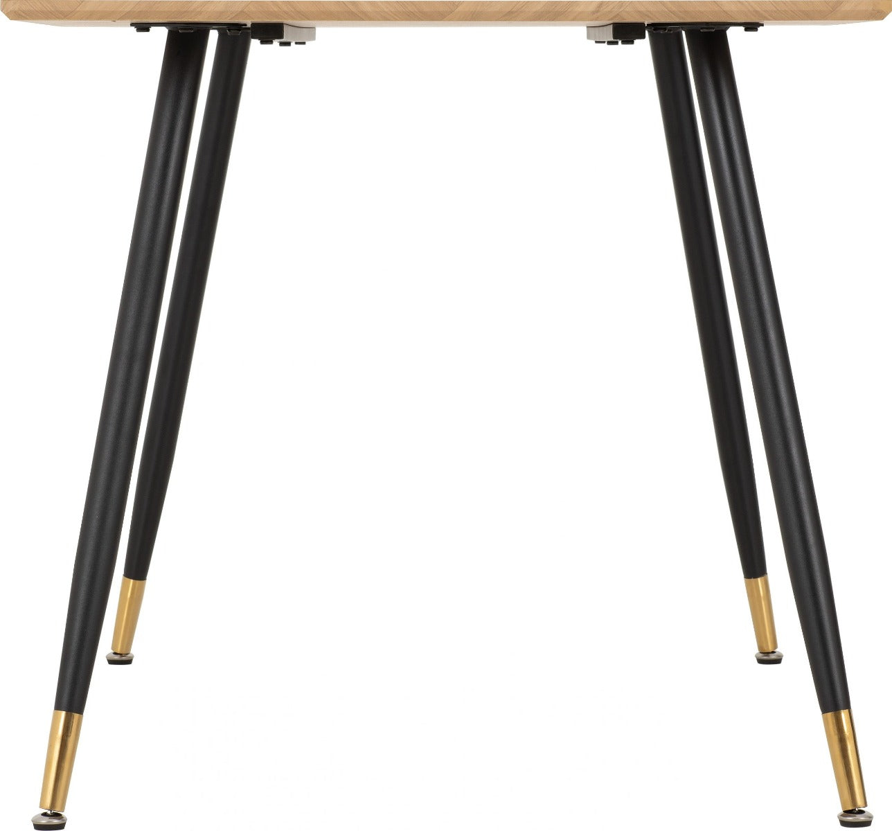 Hamilton Medium Dining Set with Quebec Chairs in Medium Oak Effect - Black & Brown Faux Leather | Free Nationwide Delivery in 2-3 Weeks | Homeline Furniture