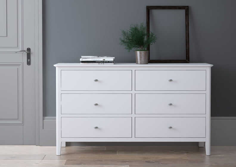 Hampstead White Wide Chest with Six Drawers
