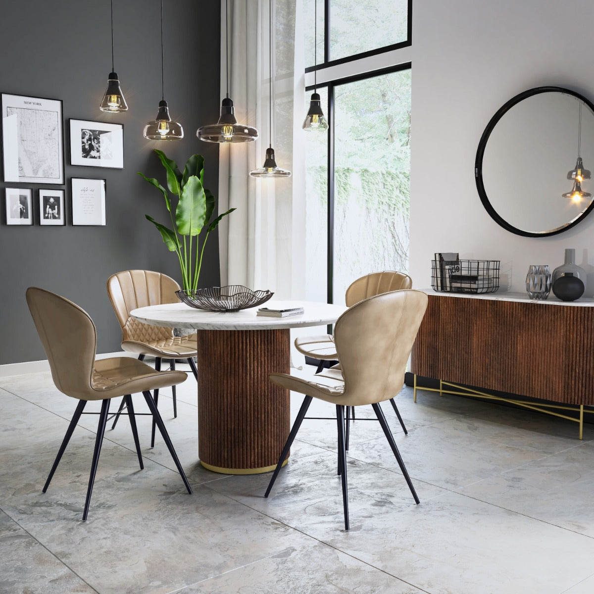 Armory Dining Table W/Armoury Beige Chairs