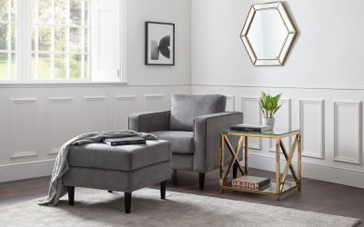 Hayward Ottoman - Grey Chenille | Versatile Addition to Your Living Space