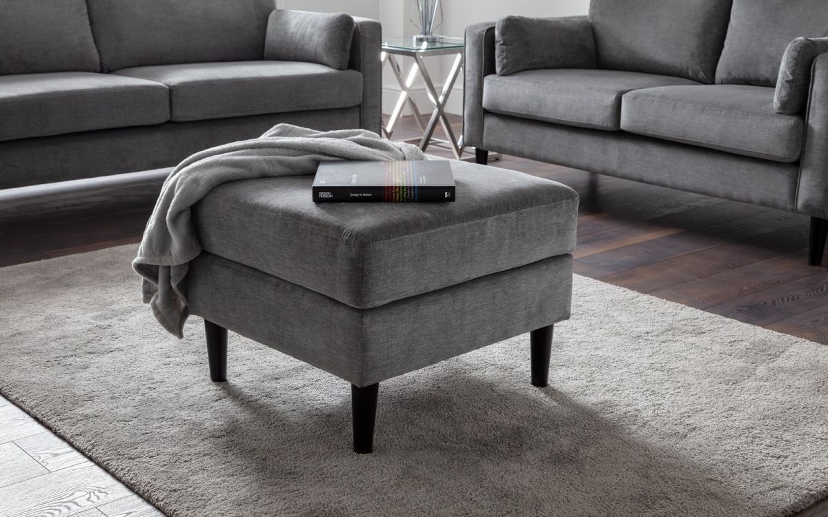 Hayward Ottoman - Grey Chenille | Versatile Addition to Your Living Space