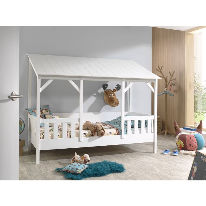HOUSEBED BED (03) 90 X 200 CM WHITE ROOF