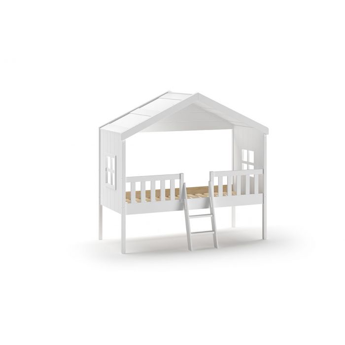 HOUSEBED BED WITH LADDER 90 X 200 CM WHITE