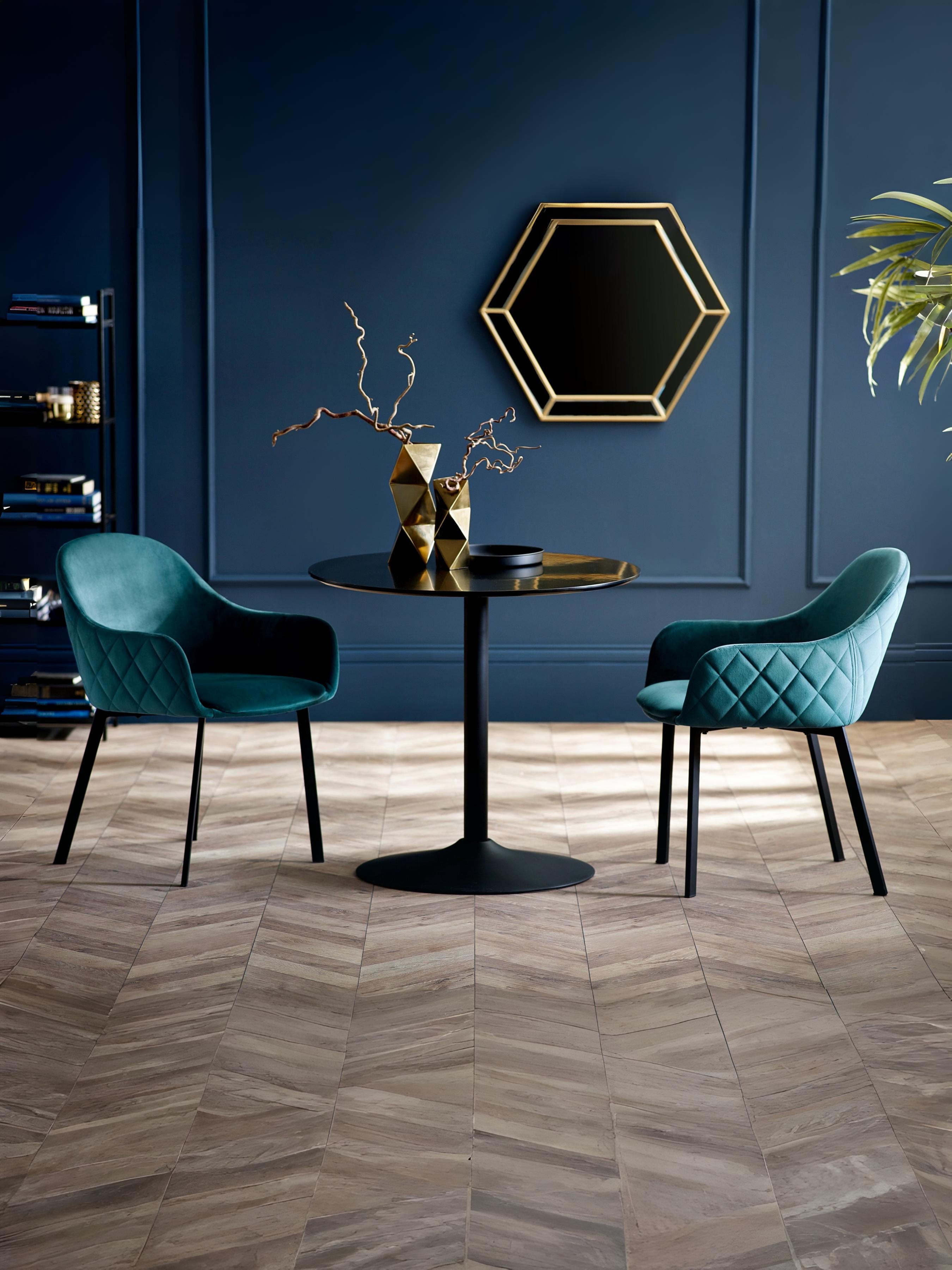 Set Of 2 Lima Dining Chairs - Teal Velvet