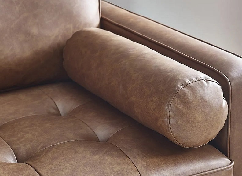 Henley 2 Seater Sofa with Bolster – Brown Tan Faux Leather