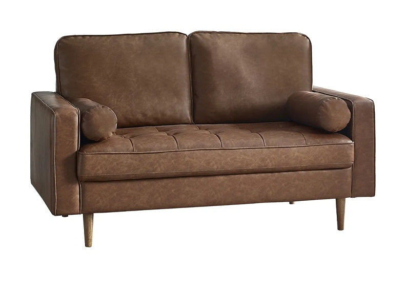 Henley 2 Seater Sofa with Bolster – Brown Tan Faux Leather