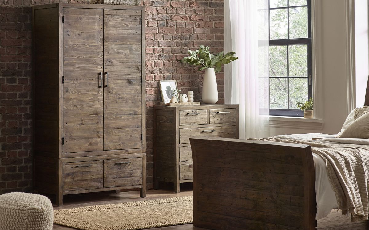 Heritage 2 Door Wardrobe – Reclaimed Wood with Distressed Finish