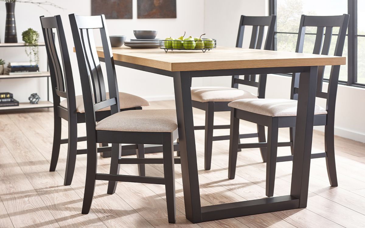 Hilton Dining Set  – White Oak Veneer 180 cm Table with Herringbone Pattern