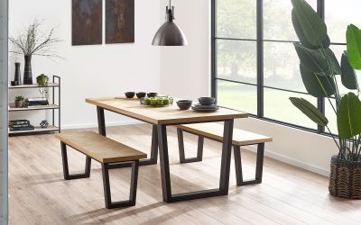 Hilton Dining Bench – Herringbone Oak Veneer, 134cm