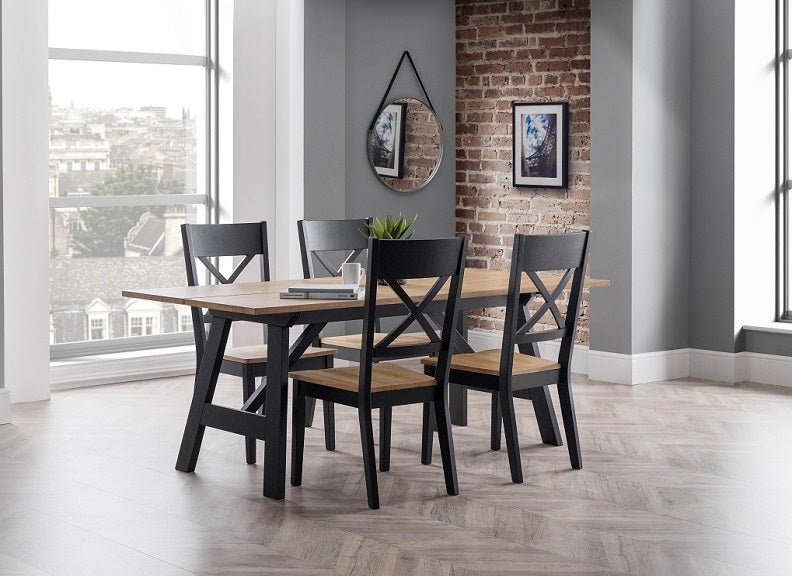 Hockley Black & Oak Dining Set (Pre-Order Bench Options Only)